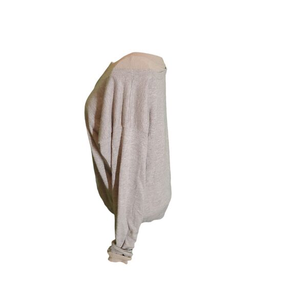 Laurie b. Cotton Pullover Sweater Layered Boatneck Sweater Gray Tan sz M - Picture 2 of 5